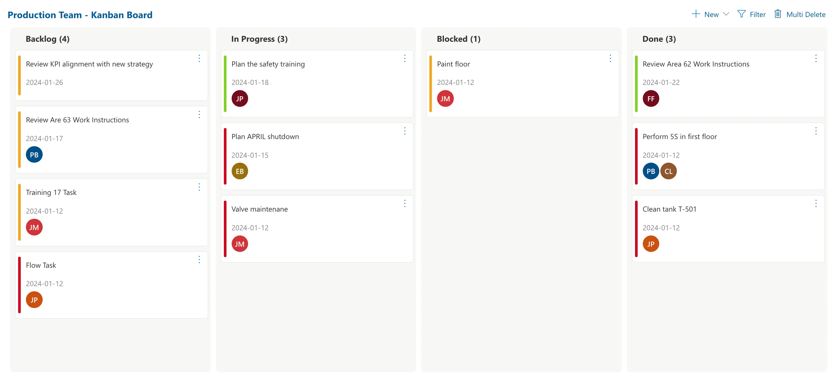 Digital Kanban board to manage team workflow, as shown in the Cyzag platform.