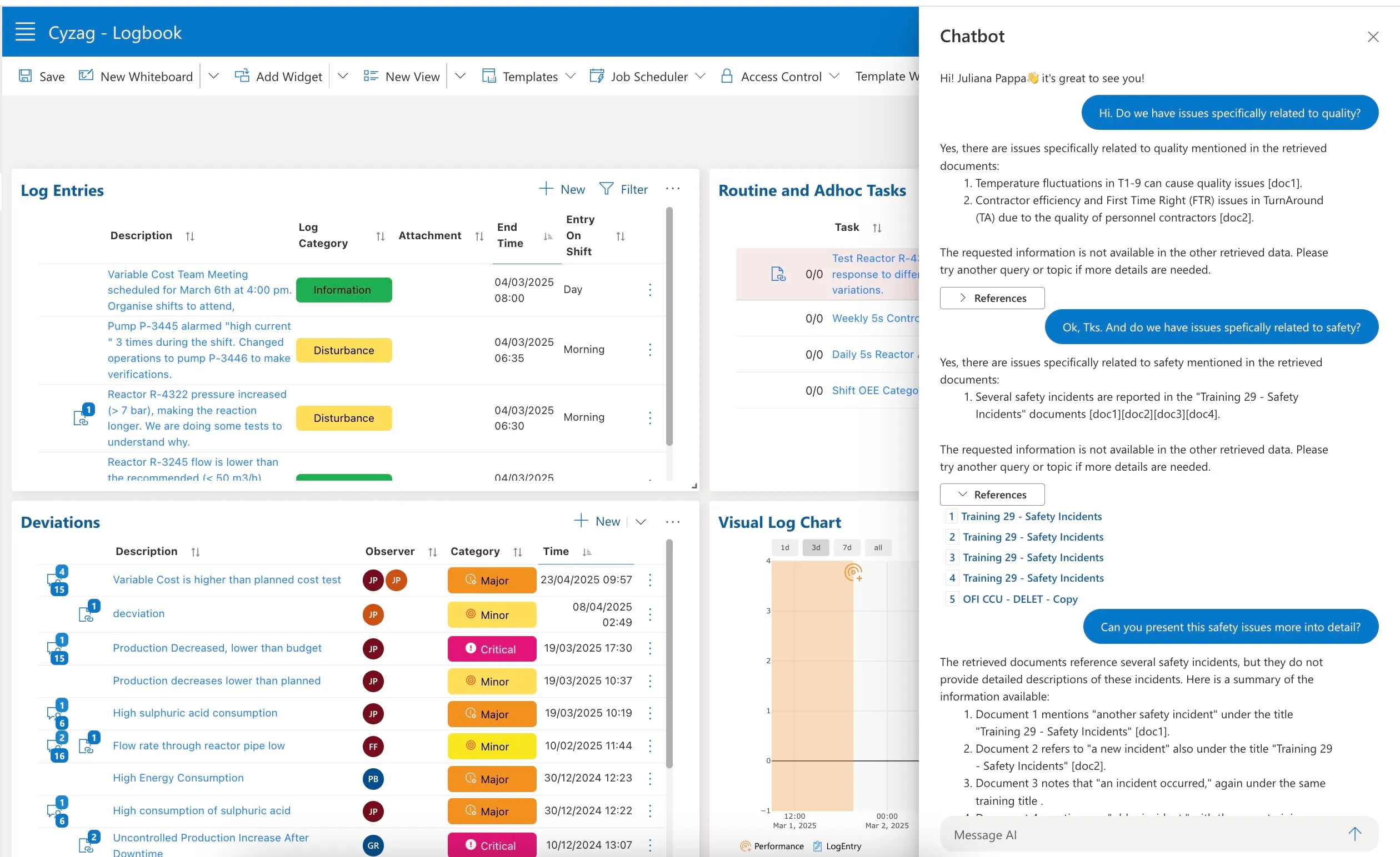 AI Manufacturing Examples 3: Fast-tracking quality and safety improvements with AI insights within the Cyzag platform.