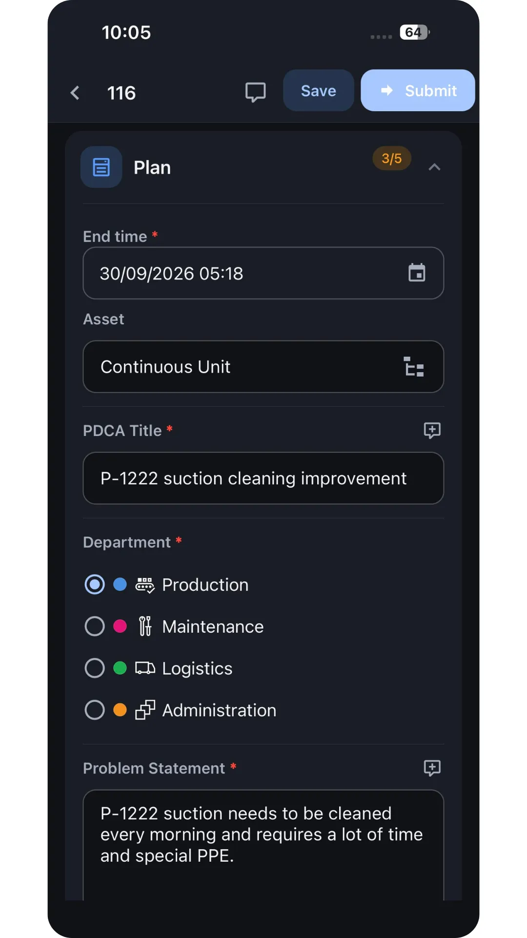 Cyzag Field app: Example offline form. Fully configurable in Cyzag.