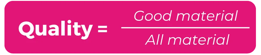Quality = Good Material / All Material
