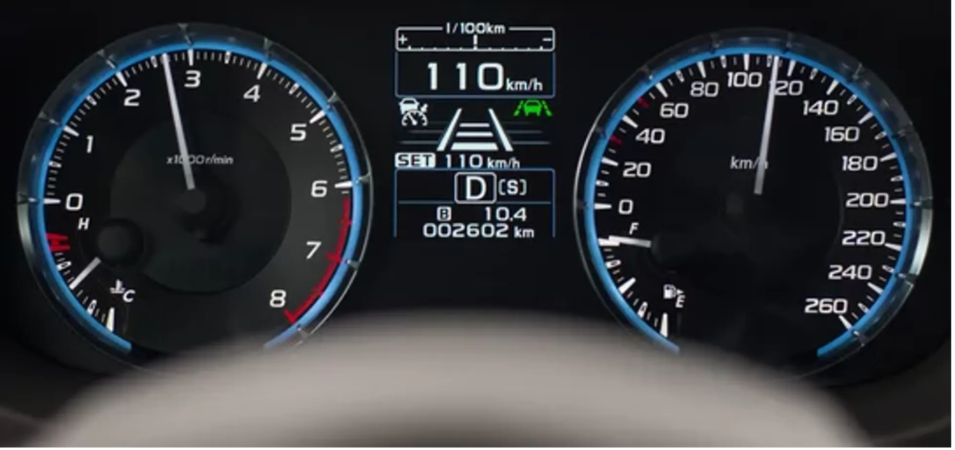A car speedometer